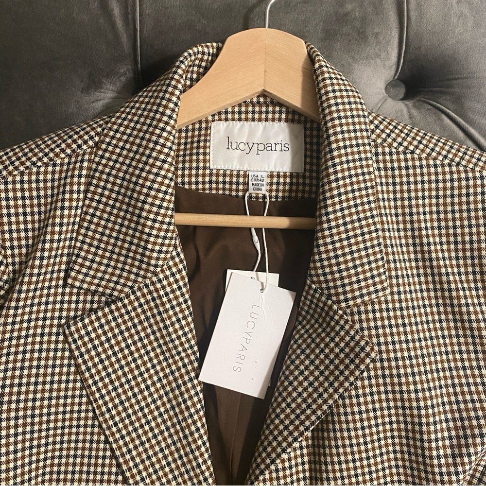 NWT Lucy Paris Women's Two-Button Notch-Collar Plaid Blazer - Size L - Picture 5 of 8